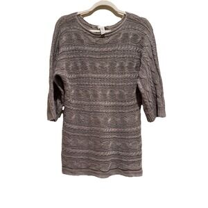 Chicos‎ Womans Sweater Size 1 brown Open Knit Linen Comfy
